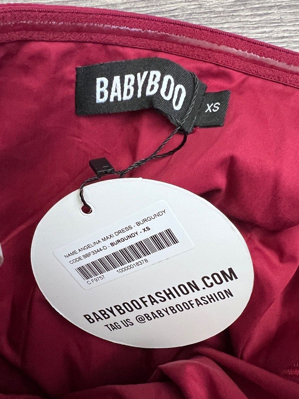 BABYBOO Angelina Maxi Dress XS Burgundy Red Mermaid Ruffle Slit Formal Wedding - Picture 6 of 8
